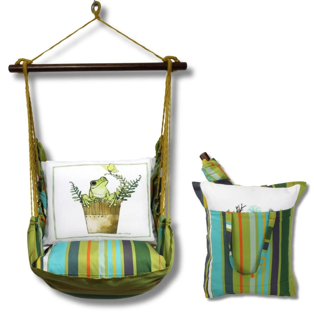 Magnolia Casual Swing Set 4 piece - Citrus Stripe w/ Frog in Pot