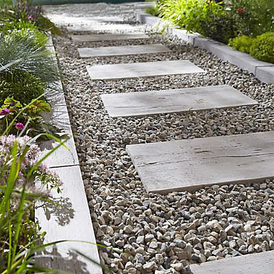 Bordure palissade 80 x 10 cm bois blanchi