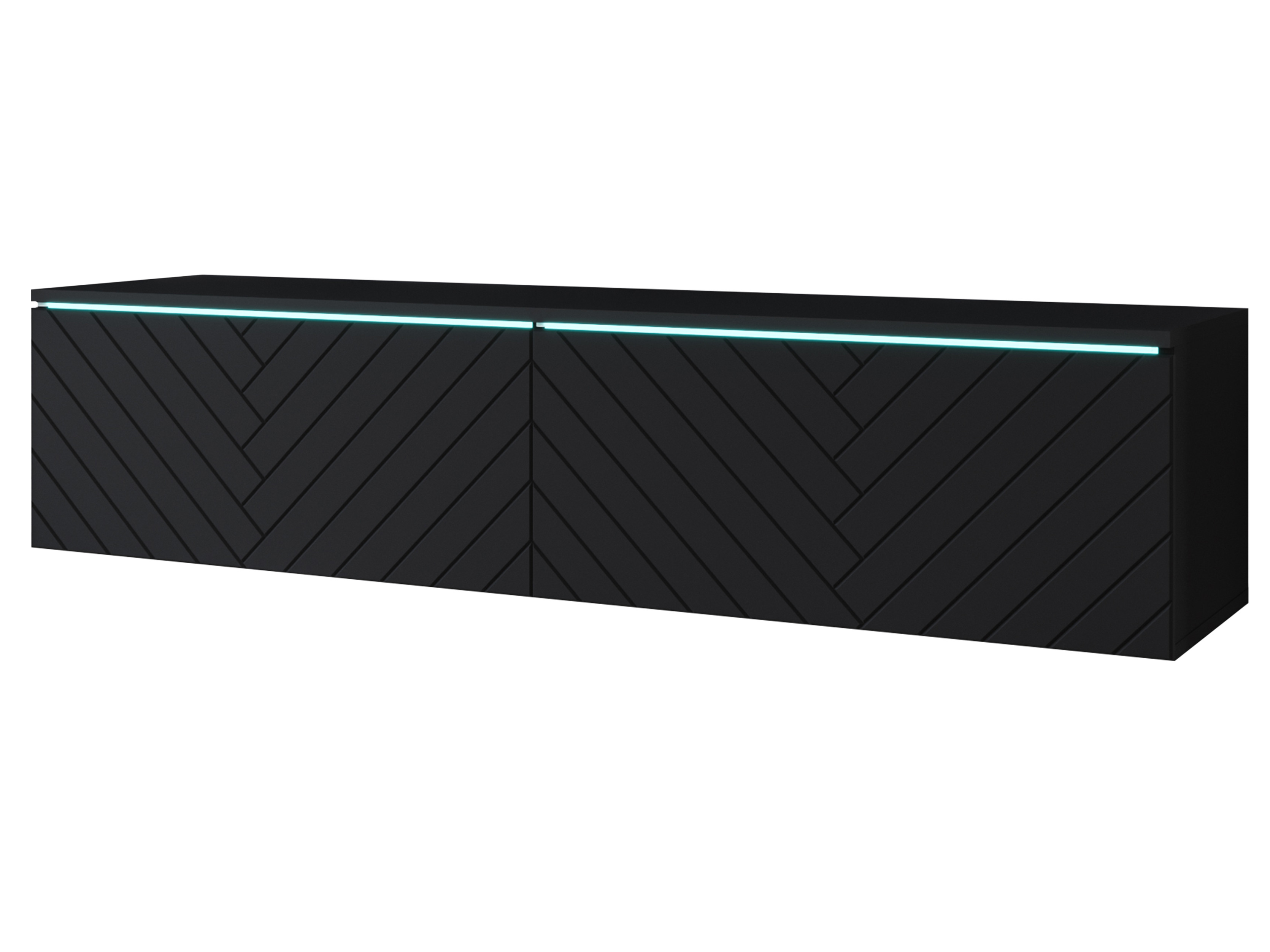 Szafka RTV DONNA 140 czarny grafit/czarny MDF jodełka
