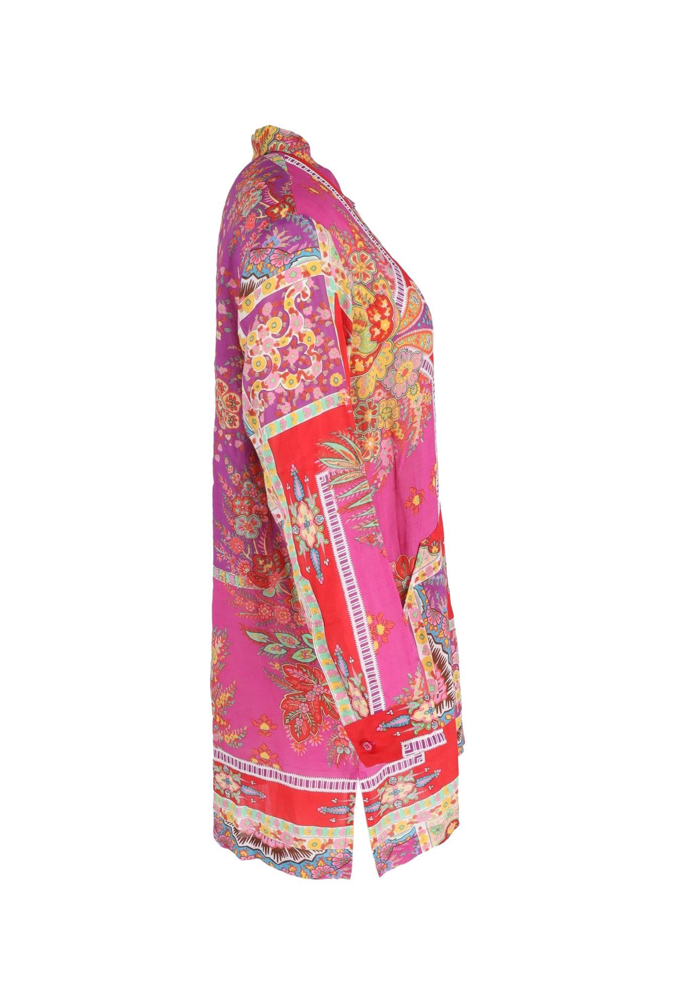 Etro Preloved Sardegna Printed Shirt Dress in Pink Ramie