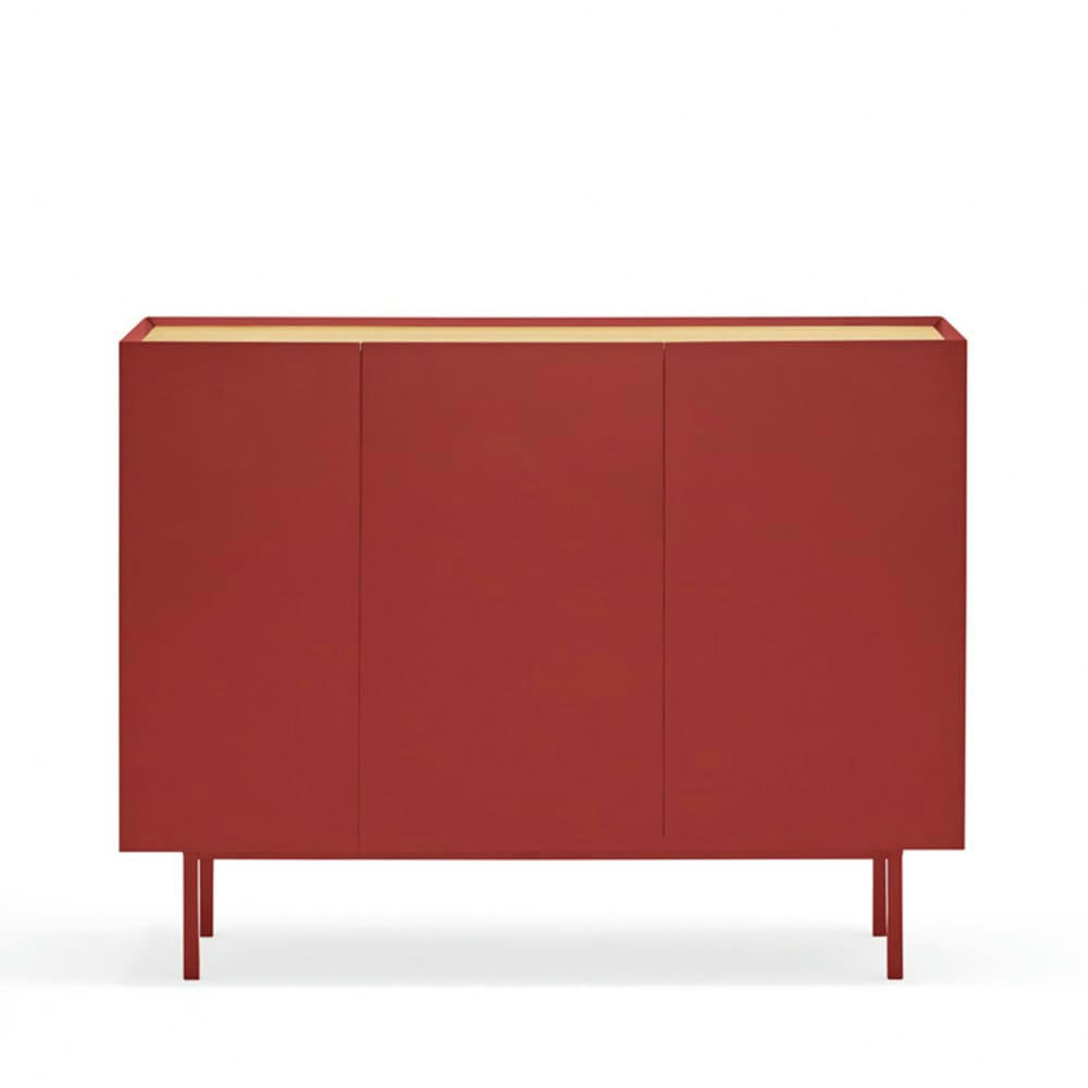 ARISTA - Buffet en bois 3 portes 3 tiroirs L110cm rouge