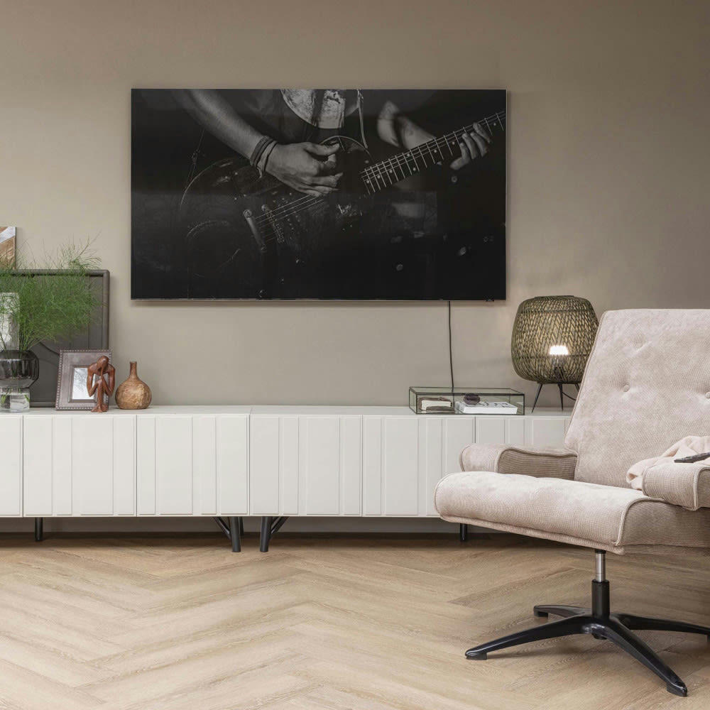 MILLER - Meuble TV 4 portes en bois L181cm blanc