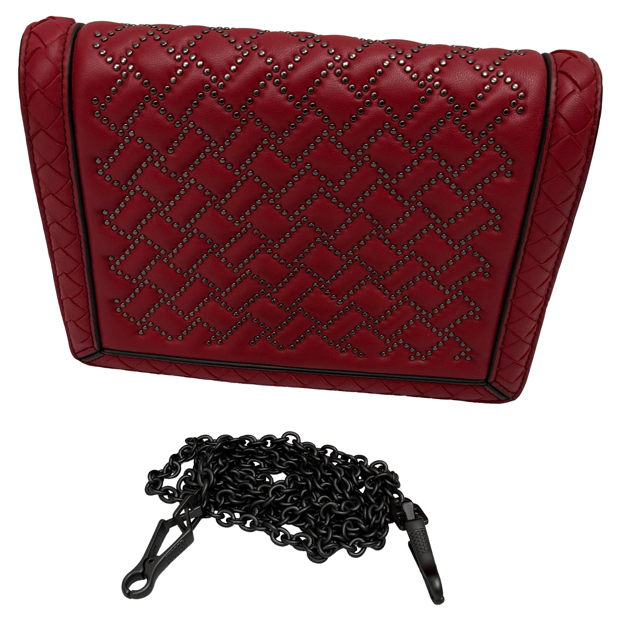 Bottega Veneta Preloved Mini Montebello Crossbody Bag in Burgundy Leather