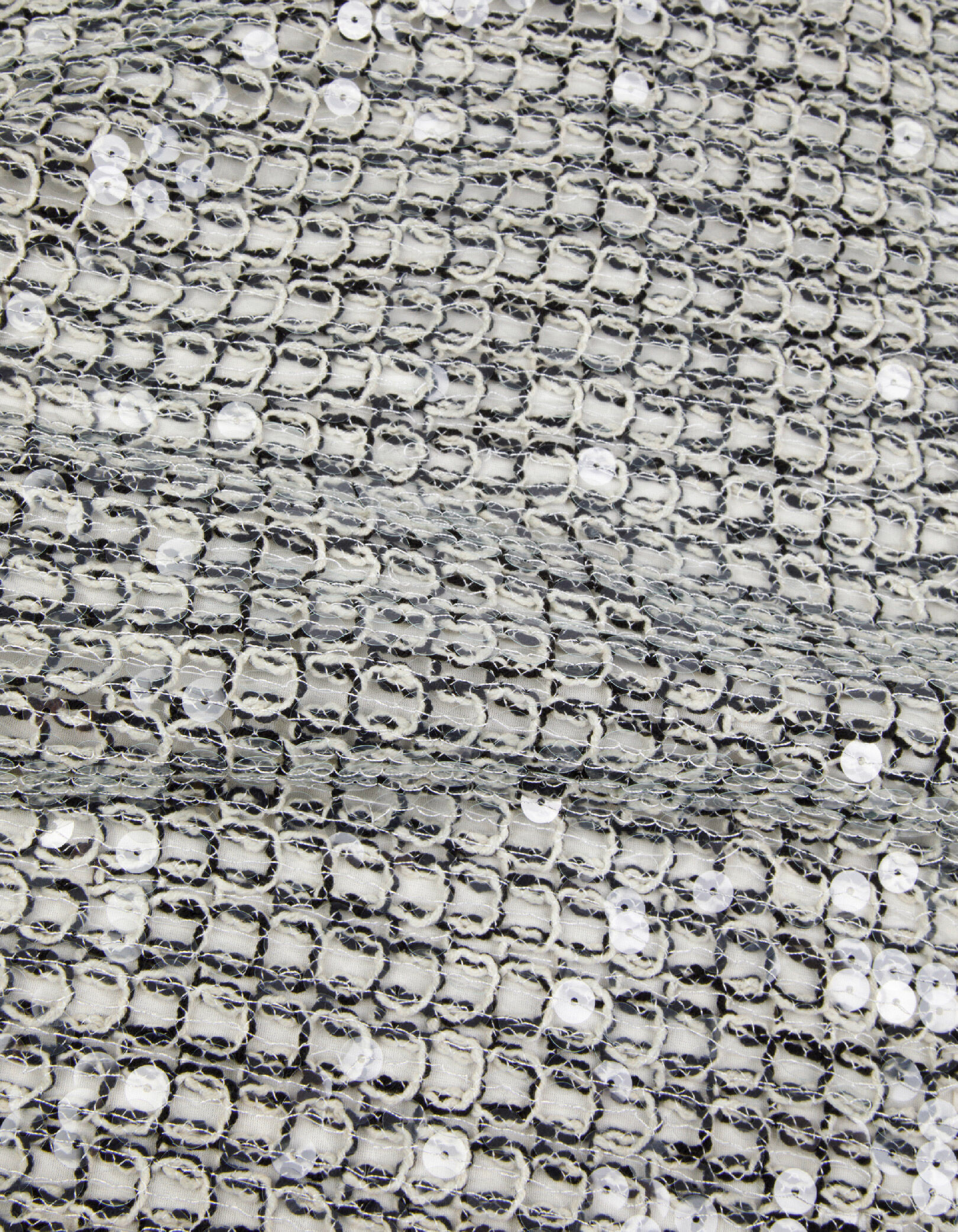 Jupe courte grise tricot brodé sequins Femme