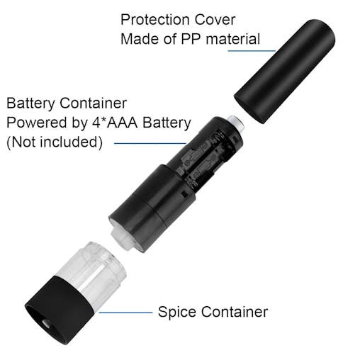 NNEOBA Electric Spice Grinder with LED Light Automatic Pepper & Salt Mill Black