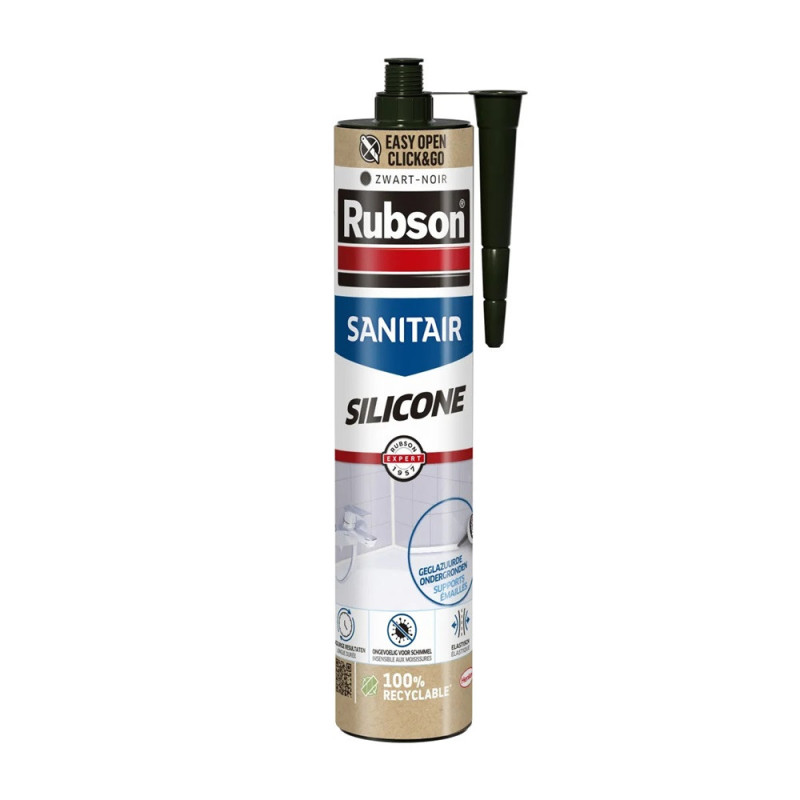 Mastic silicone sanitaire Click&Go noir 0,28 L RUBSON