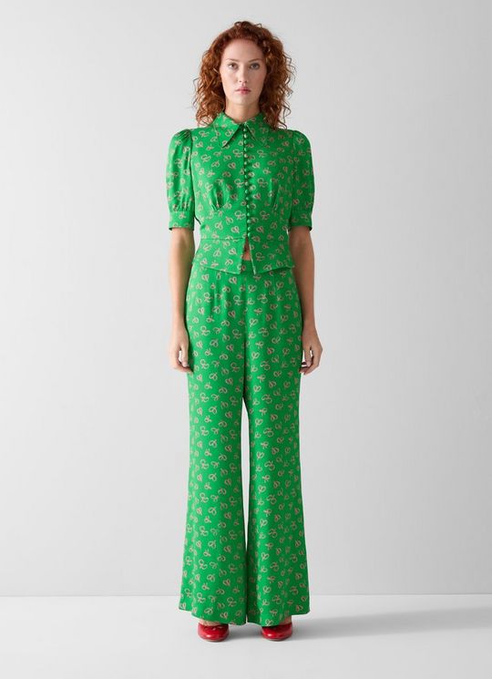 Elise Green Straight Leg Trouser
