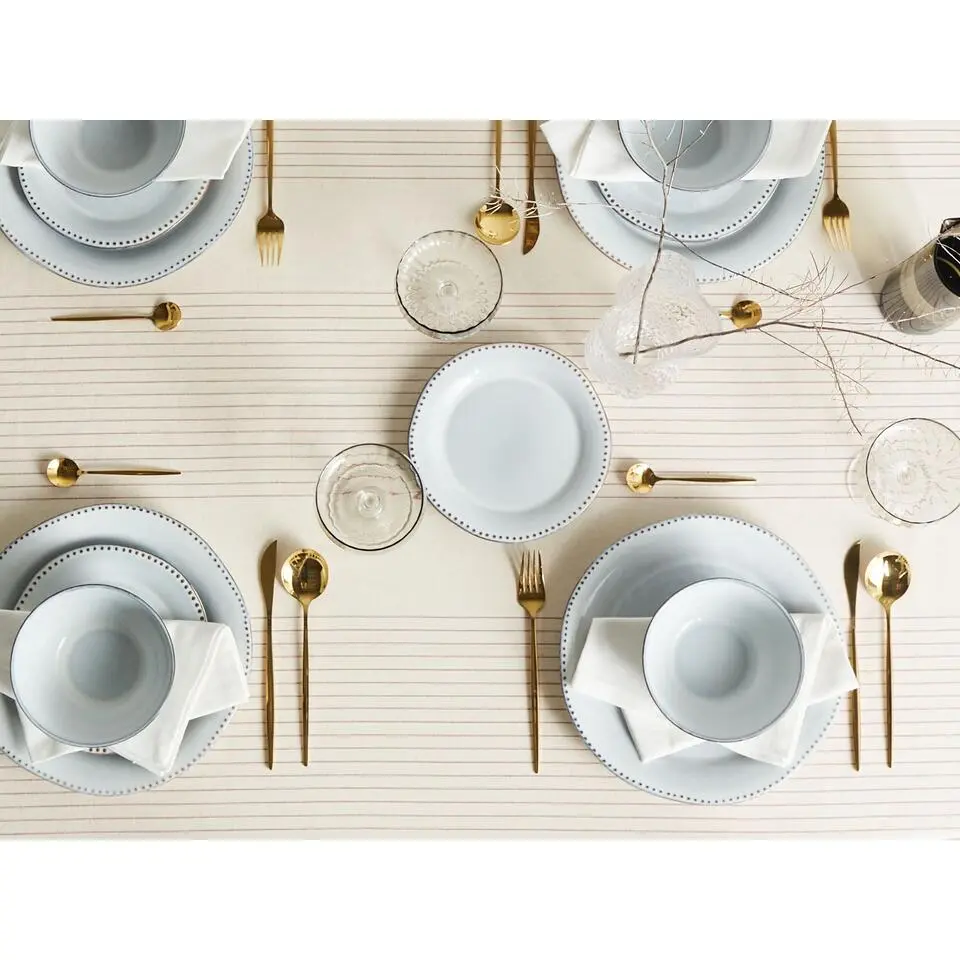 CHERVIL - Serviesset 24 delig - Lichtblauw - Steengoed