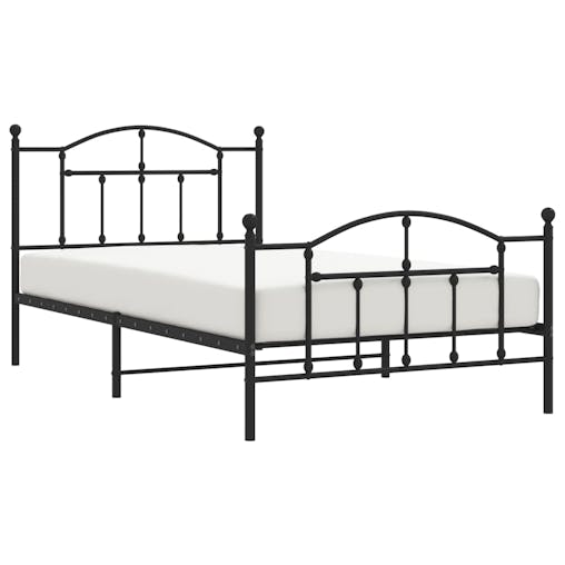 NNEVL Metal Bed Frame with Headboard and Footboard Black 107x203 cm King Single