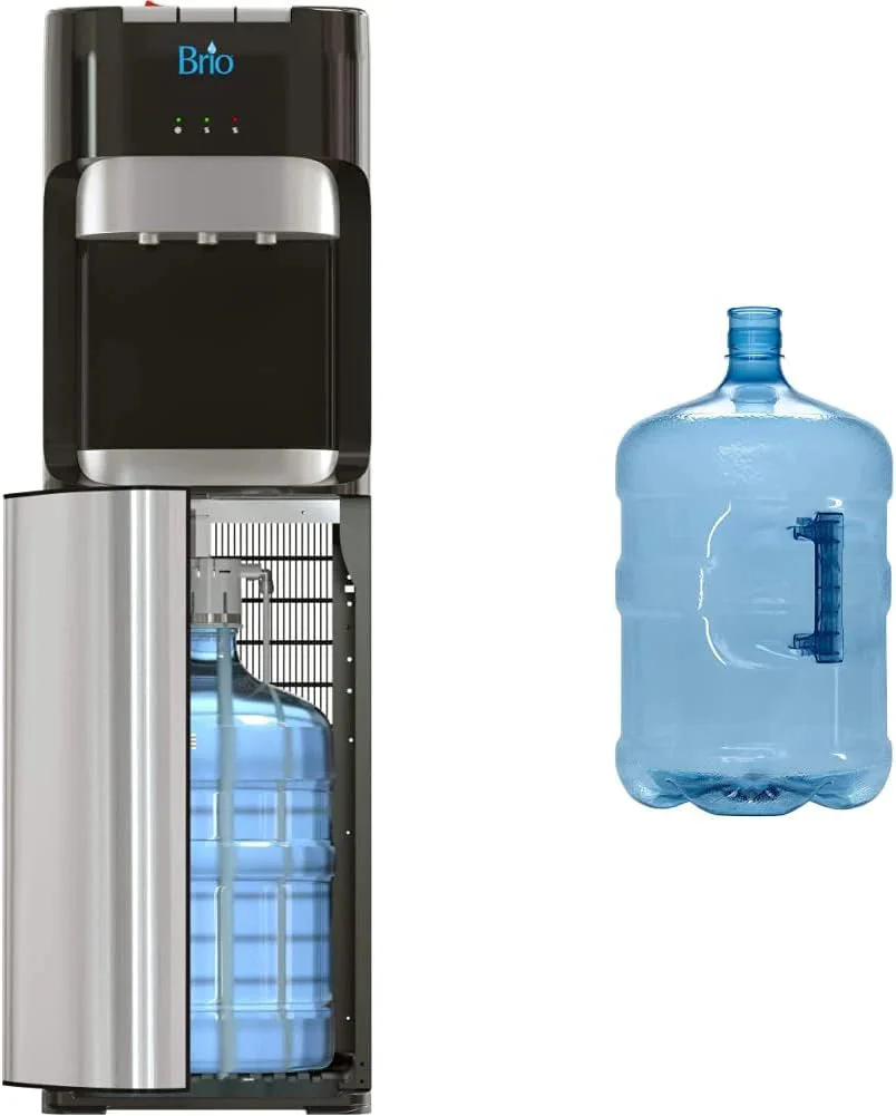Bottom Loading Water Cooler Dispenser for 5 Gallon Bottles - 3 Temperatures with Hot, Room  Cold Spouts, Child Safety Lock, LED Display with Empty Bottle Alert, Stainless Steel(Dispenser)