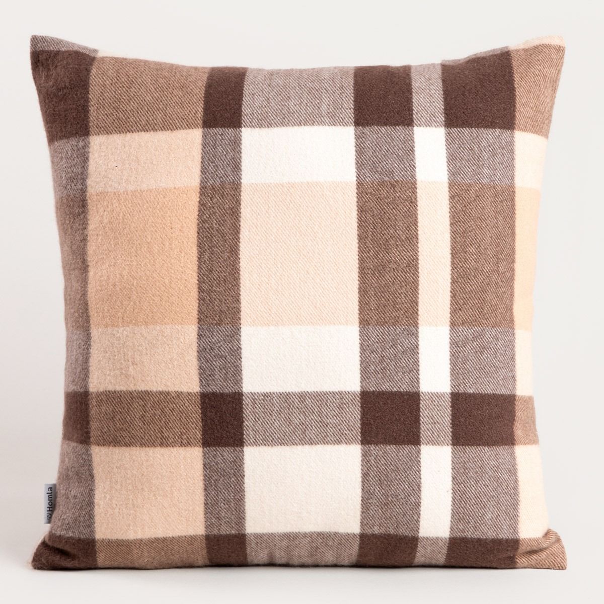 Poszewka MELROSE puszysta w kratę brązowa 45x45 cm