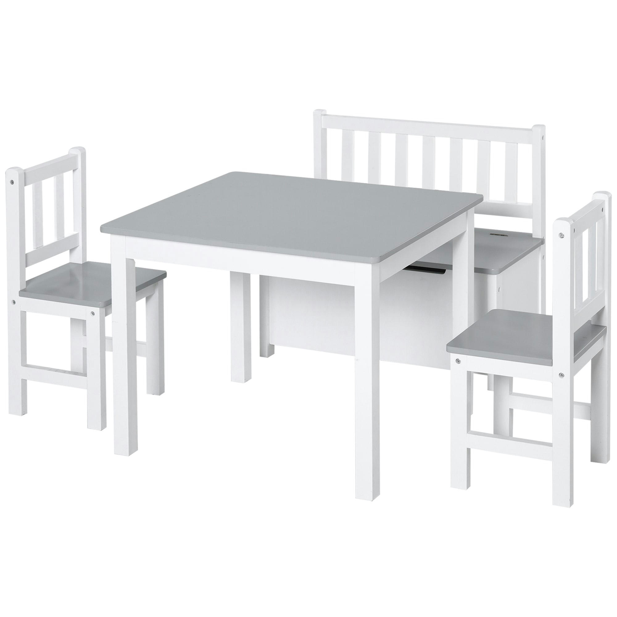 - Ensemble de table et chaises enfant de 4 pièces blanc gris