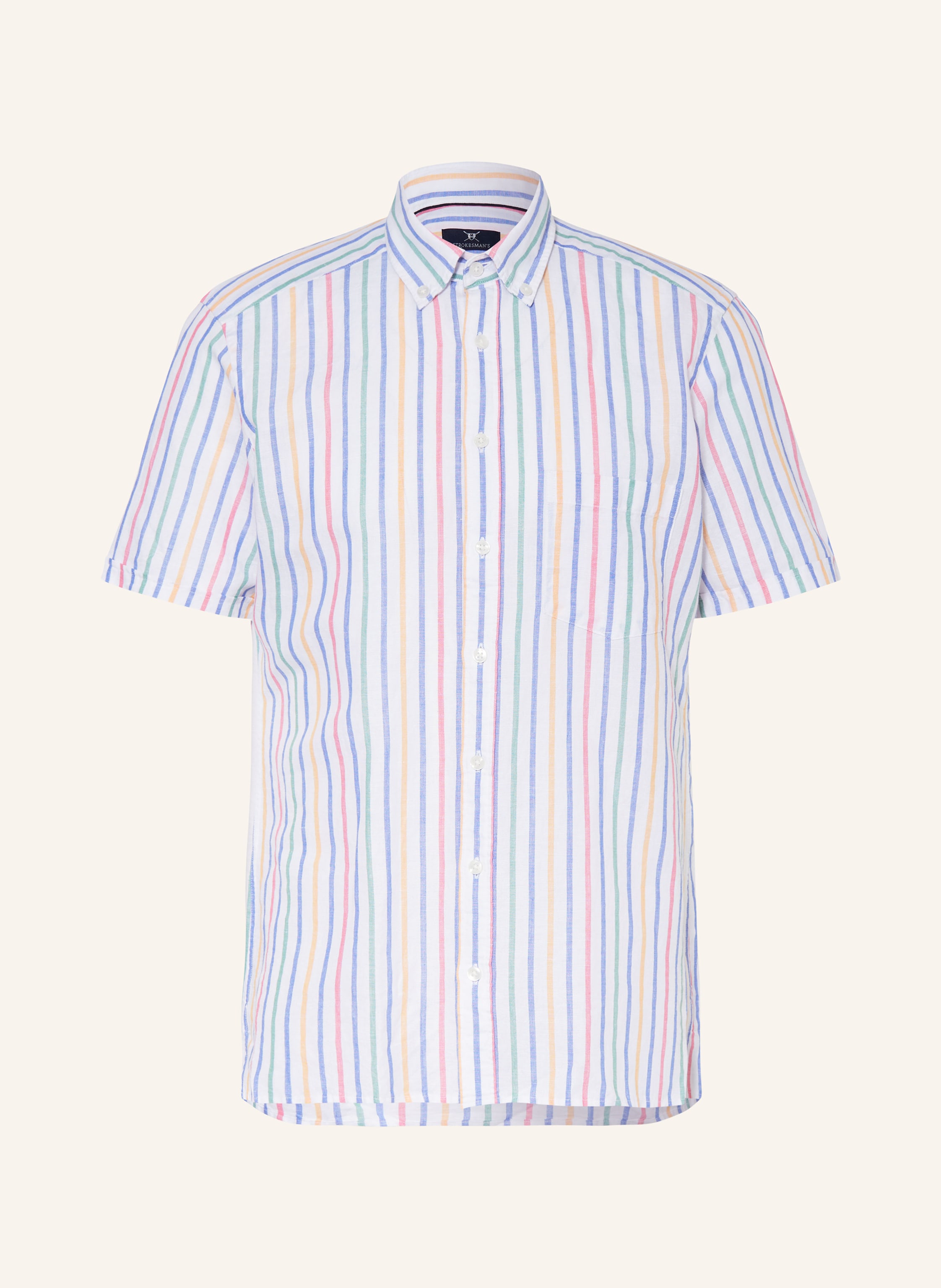 STROKESMAN'S Kurzarm-Hemd Regular Fit mit Leinen