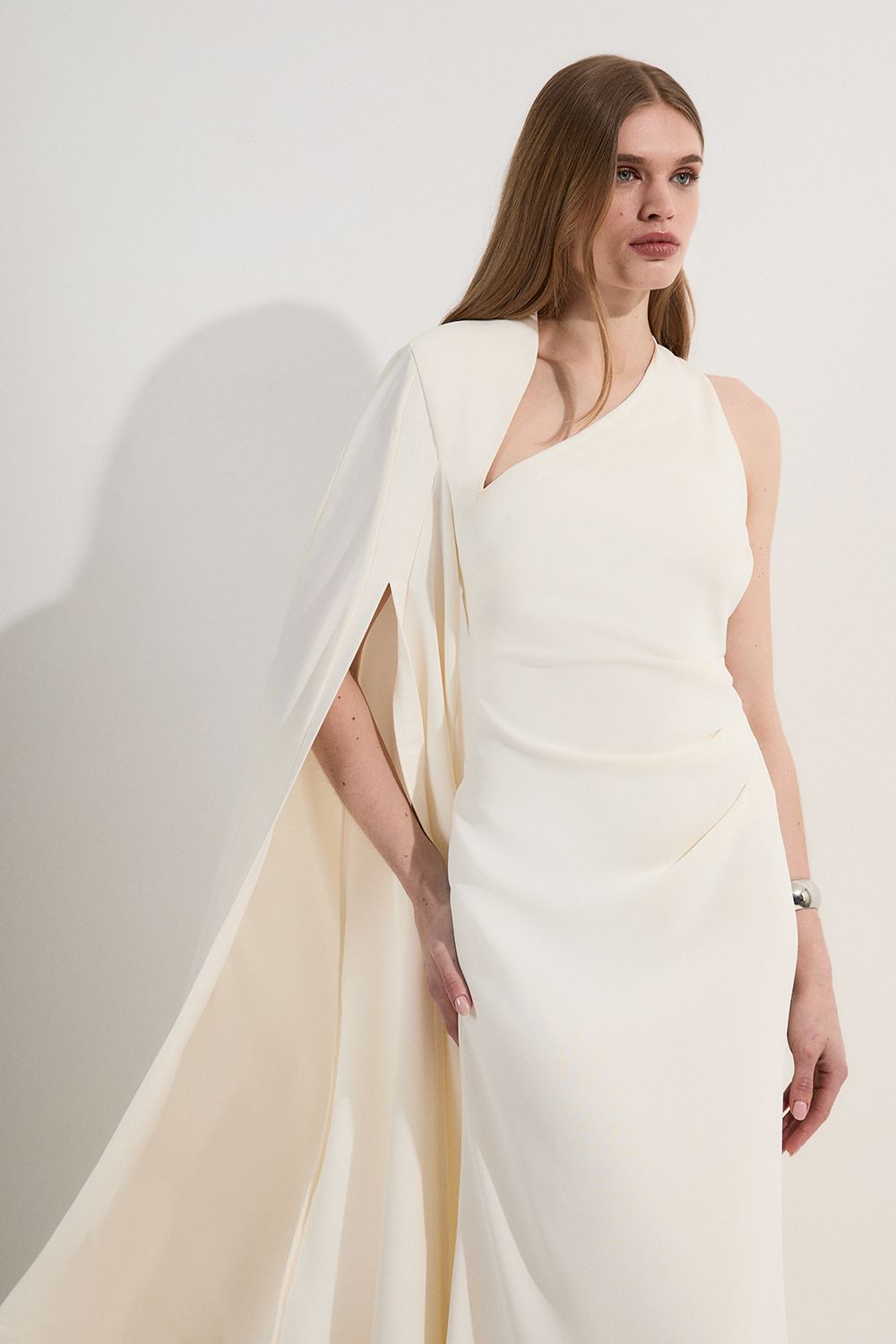 KarenMillen Petite Soft Tailored Cape Sleeve Maxi Dress