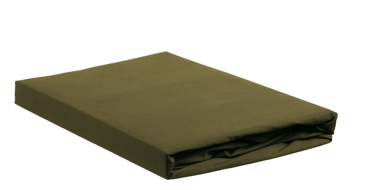 Ambiante - Katoen - Hoeslaken - 90x220 cm - Olijfgroen
