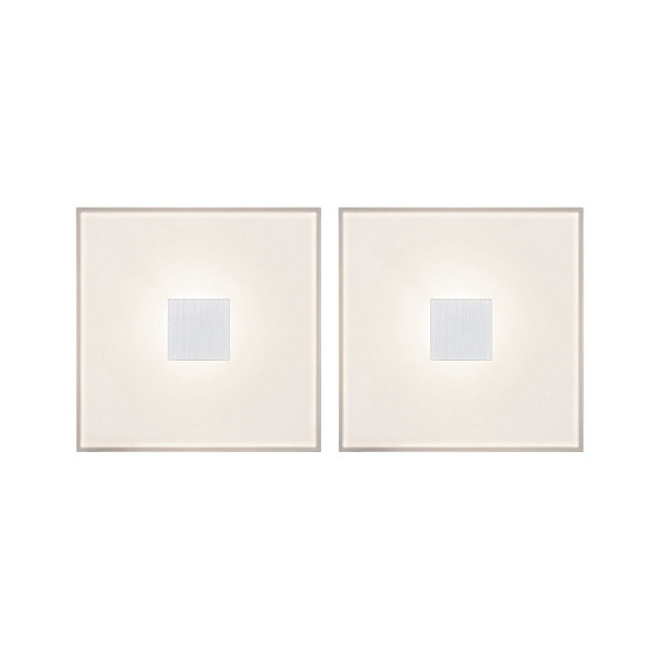 LumiTiles Carrelage LED Square Kit de 2 IP44 100x100 mm 2x20lm 230/12V 2x0,8W 2700K Blanc Matière plastique, Aluminium
