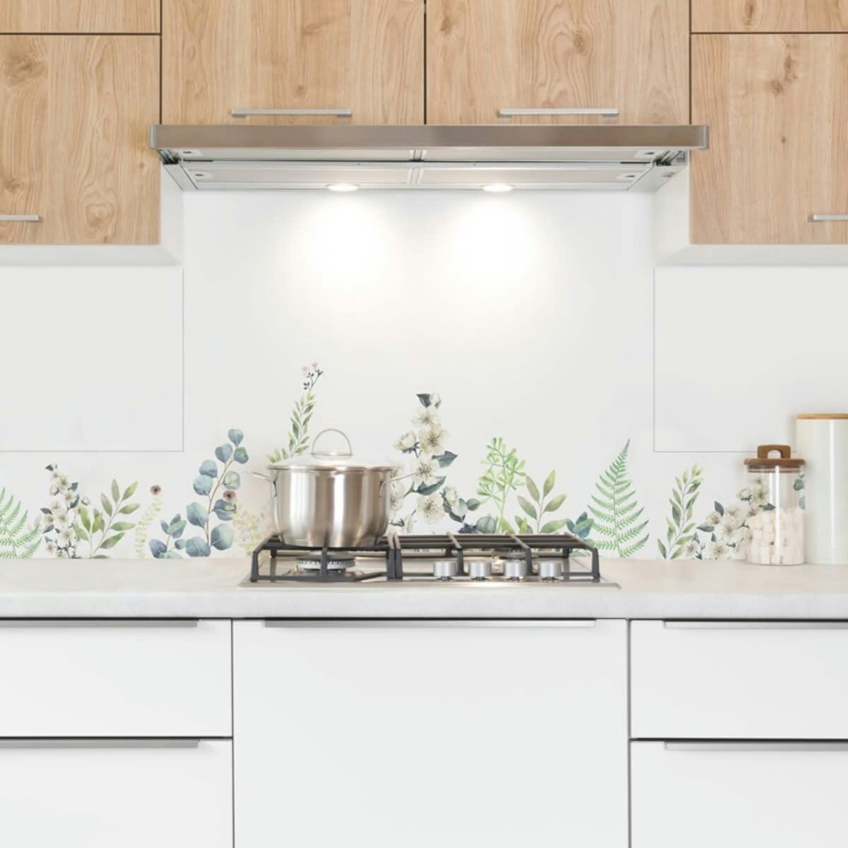 FLOWERS IN RAIN - Crédence cuisine Fond de hotte ALU L 60xH70cm Multicolore Florale