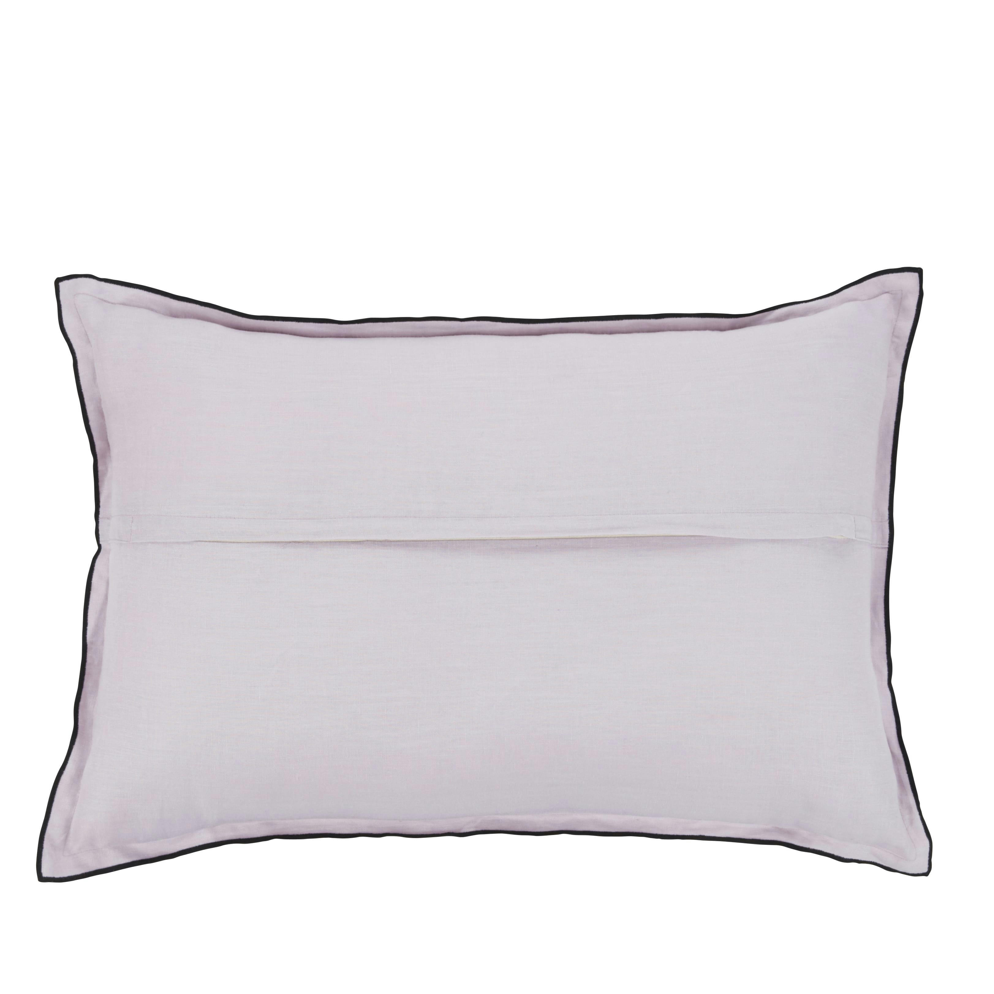 - Coussin en lin lavé rose lilas 40x60