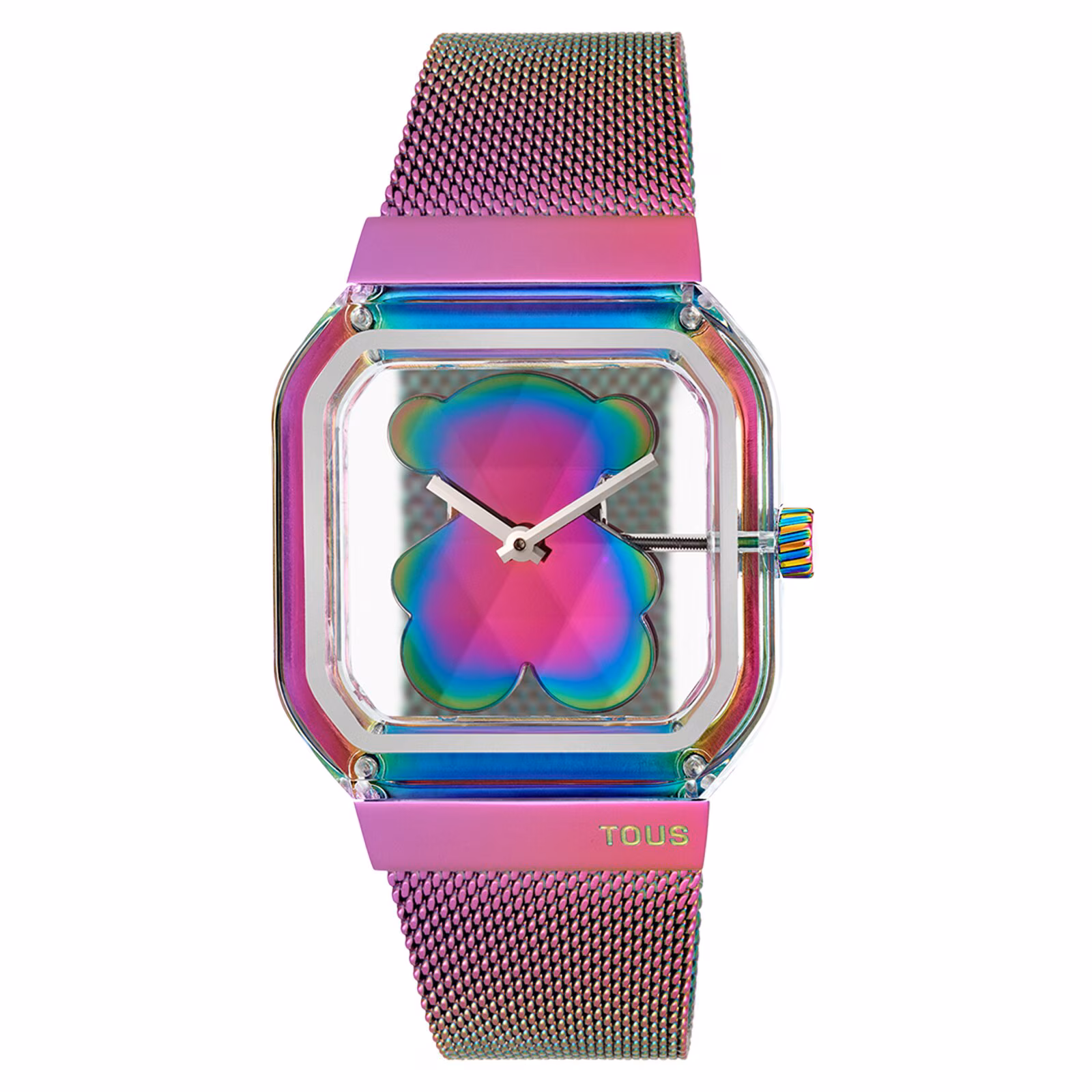 Reloj analógico con brazalete de acero iridiscente D-Bear Party