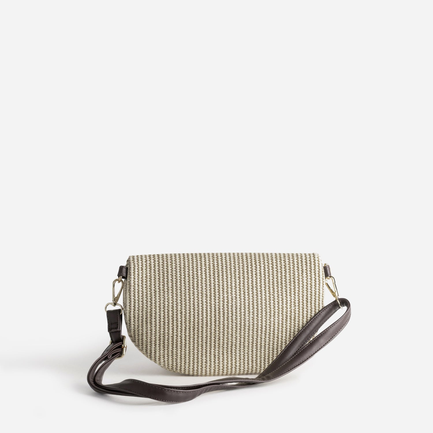 Sac-banane beige tressé et chocolat