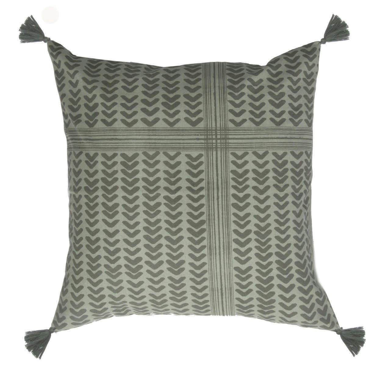 ZANZIBAR - Housse de coussin coton  50x50 vert lichen