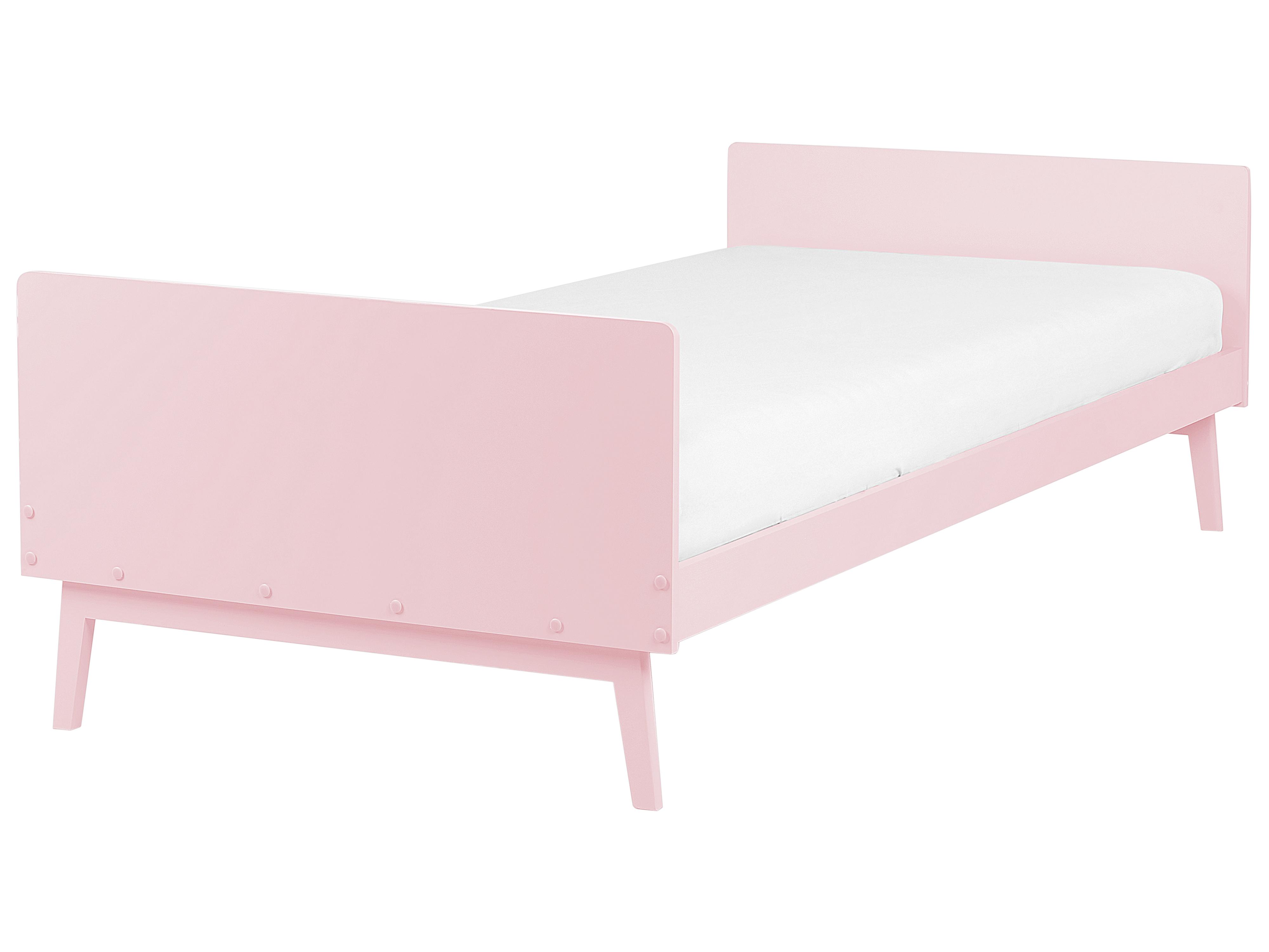 Bed Pine Wood BONNAC 90 x 200 cm (EU Single) Pastel Pink
