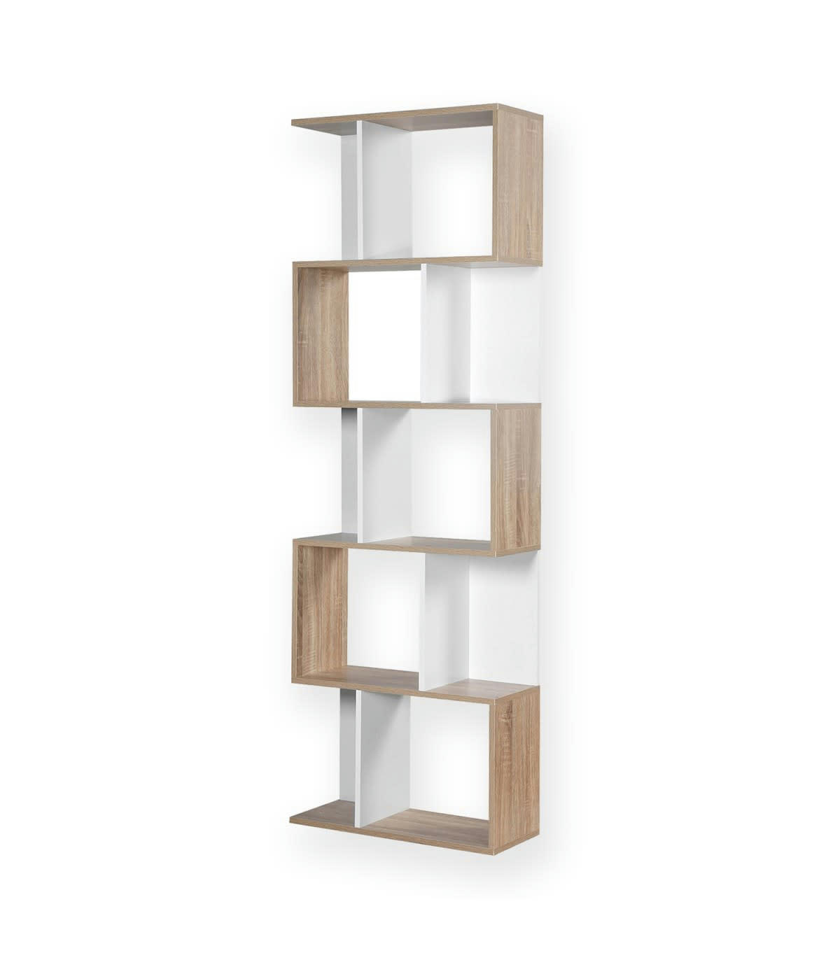 - Bibliothèque Multi-cases H180 cm - Décor Bois et Blanc