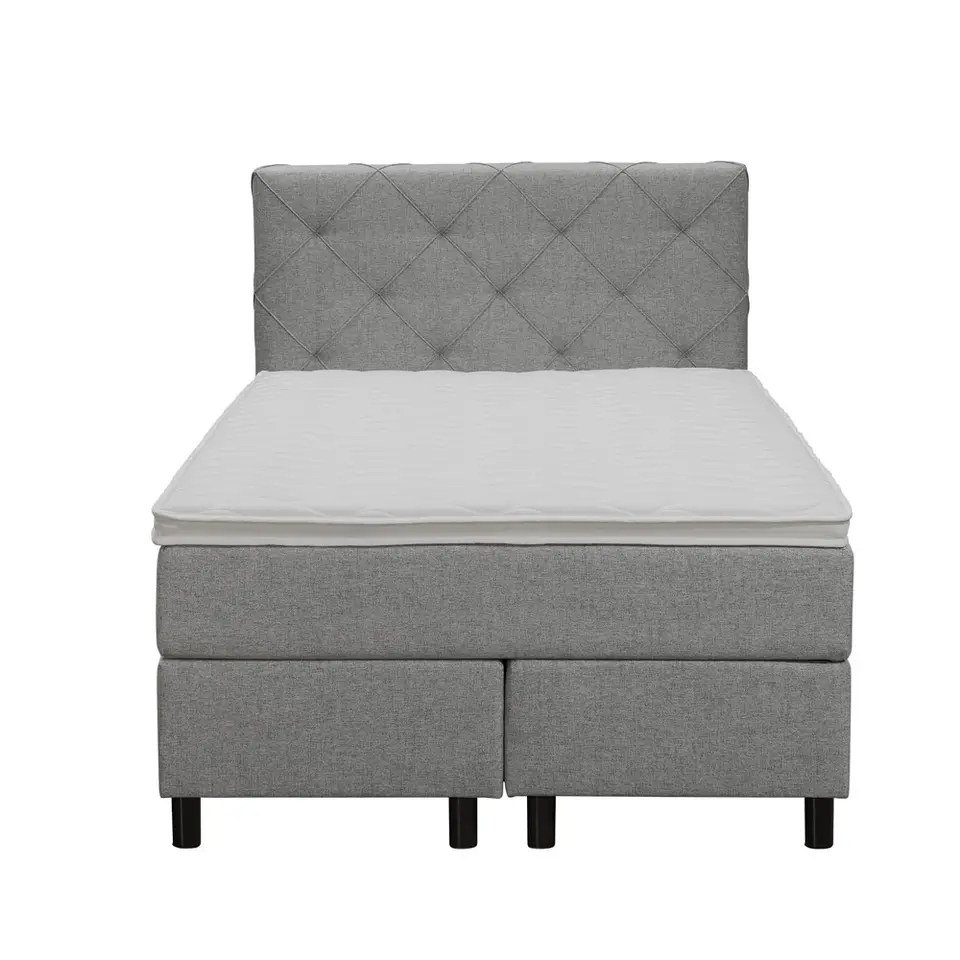Boxspring Liv geruit - lichtgrijs - 120x200 cm - ronde poot