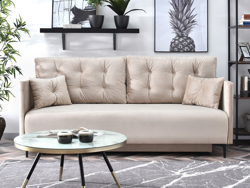 Sofa Molly Beżowy Welur, Podstawa Czarny