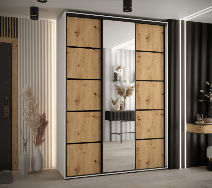 Szafa przesuwna 45 wysoka Davos 5 170 biały artisan czarny