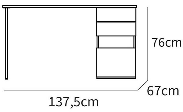 Bureau,table de travail en aggloméré finition gris foncé avec pied en métal noir-Longueur 137.5 x Profondeur 67 x Hauteur 76 cm