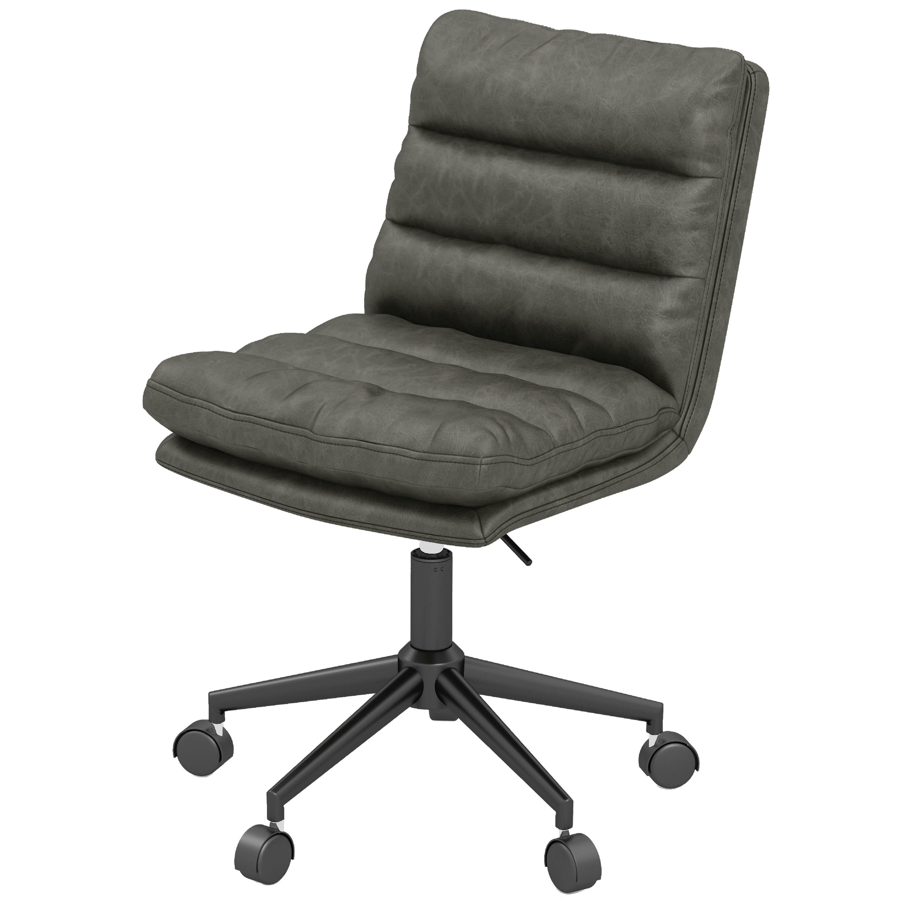 - MATT-Fauteuil de bureaux en cuir synthétique patiné Anthracite