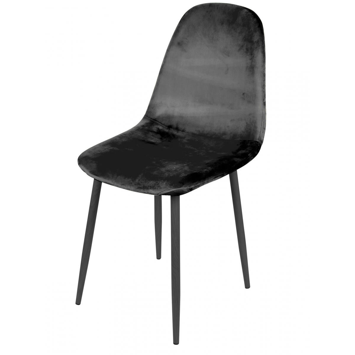 - Chaise en velours noir pieds en métal noir 44x53x88cm