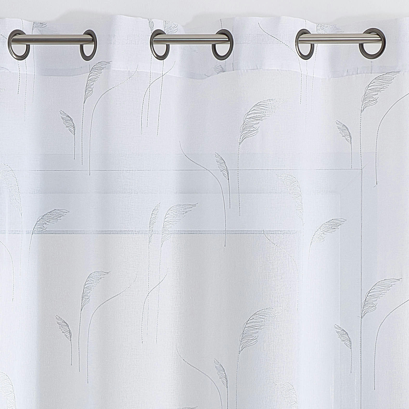 - Voilage brodé de pampas polyester argent 140x240 cm