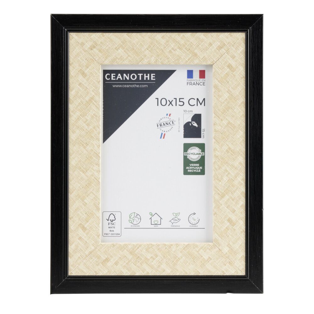 Cadre Palma bois noir 16,8x1,8x21,8cm pour photo 10x15cm