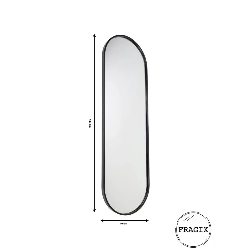 Fragix Boston Passpiegel Ovaal - Zwart - Metaal - 130x40