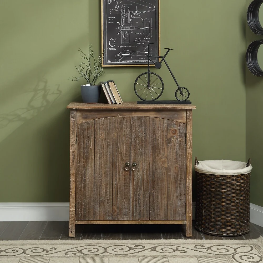 Eastbourne Antique Wood 2-shelf Cabinet with 2 Swing Doors