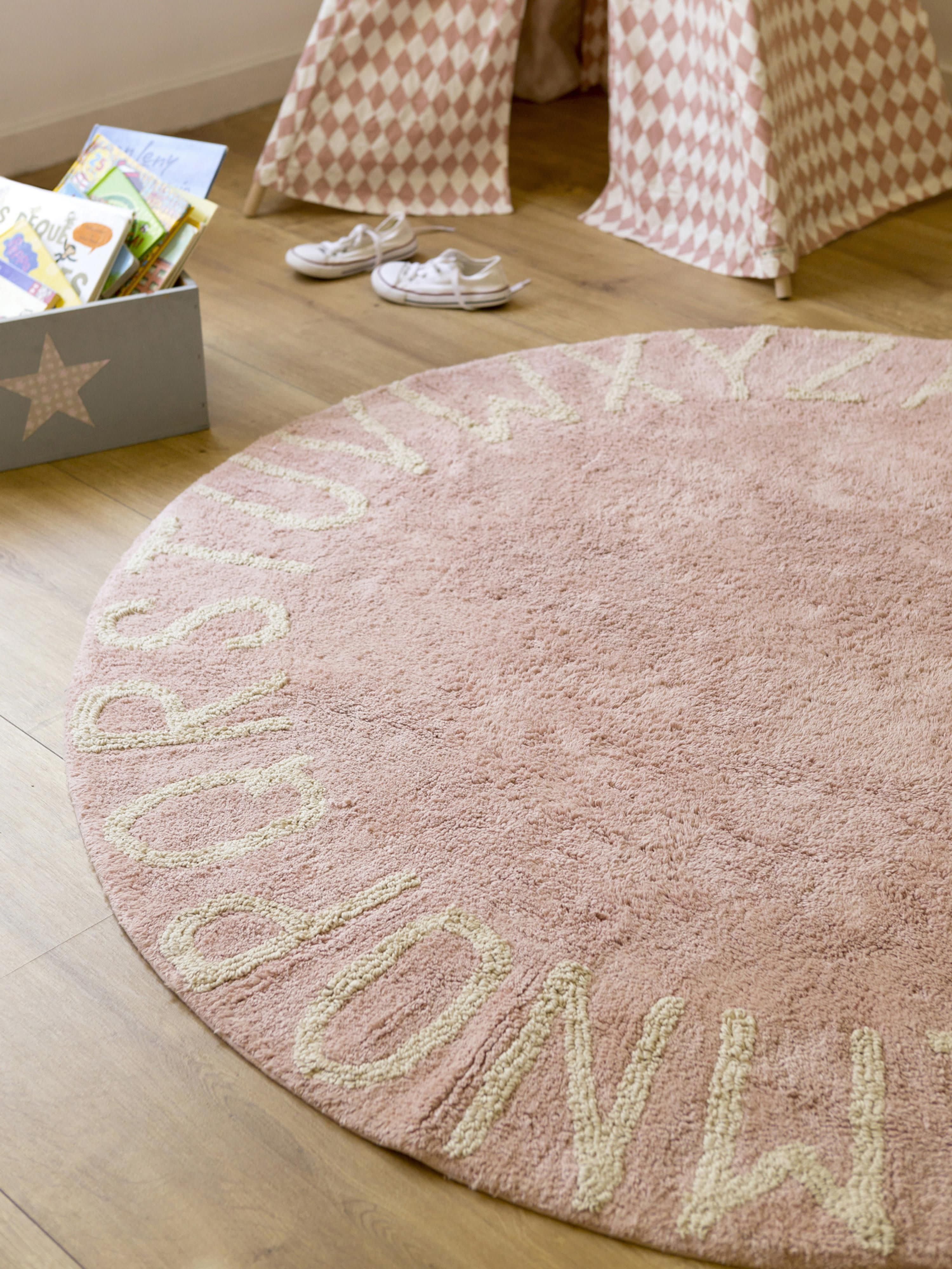 Runder Kinderteppich ABC mit Buchstaben Design
