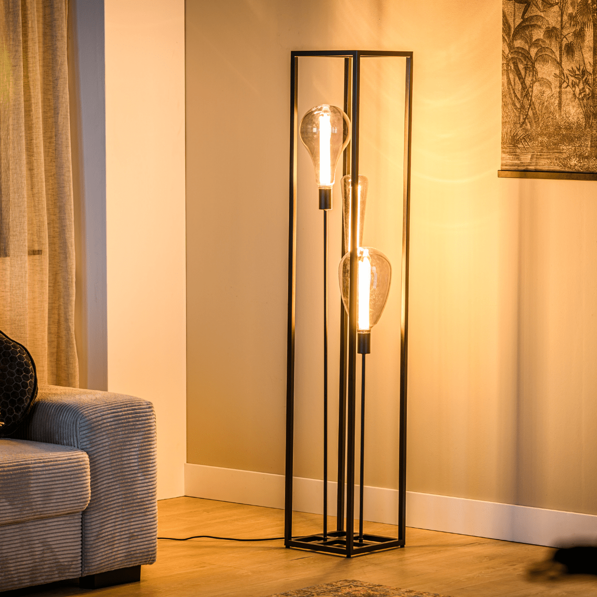 Vurna - Vurna Jadah vloerlamp zwart staal 160 cm