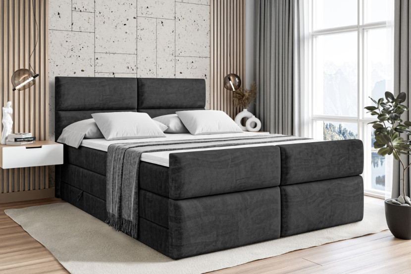 Łóżko kontynentalne z pojemnikiem i materacem H3|H4 BOXI3-Z KING 120x200cm
