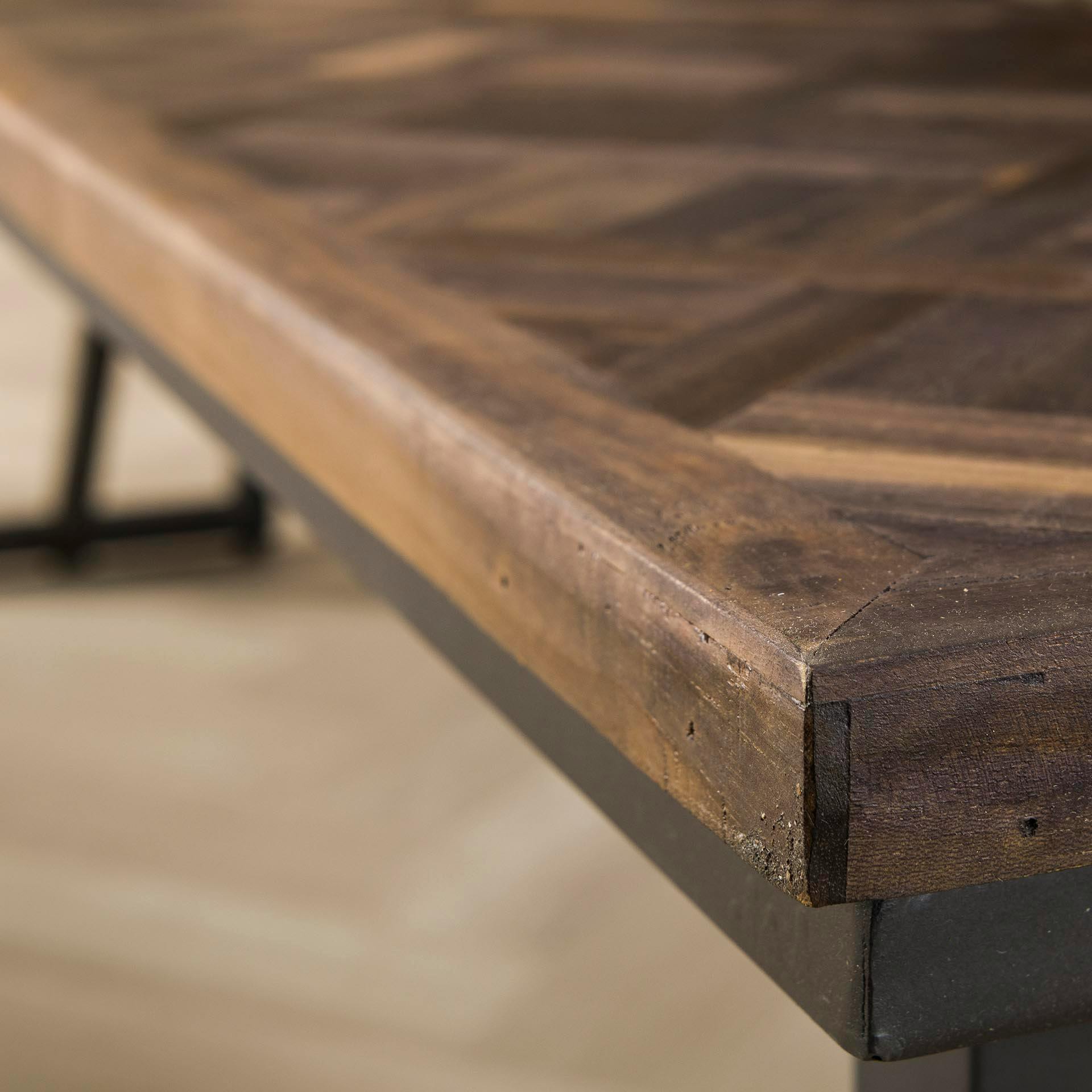 Banc de table en bois de teck brun motif croisé 170 cm AMBON
