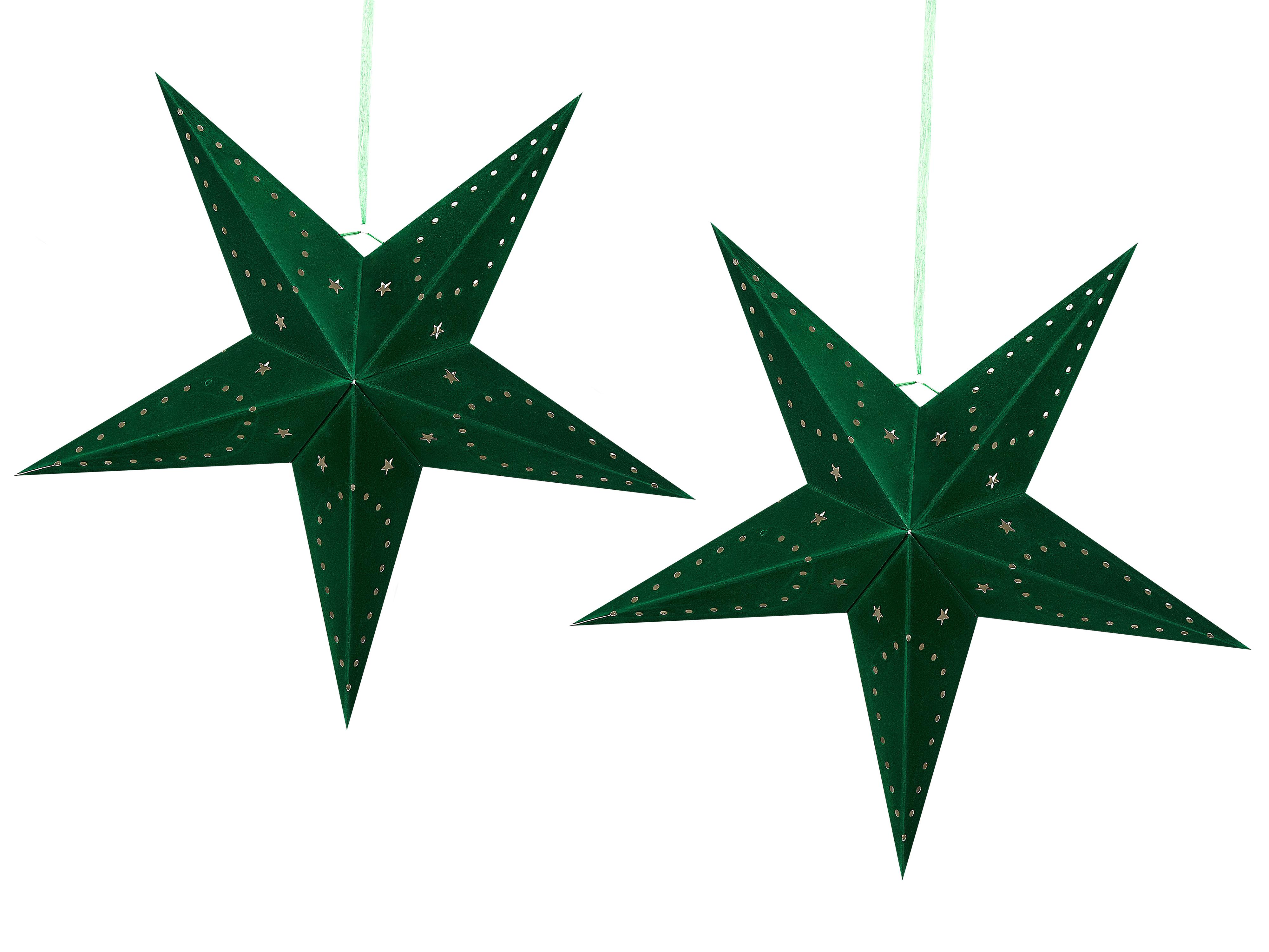 Set of 2 Hanging Decorations LED MOTTI Star 45 cm Emerald Green