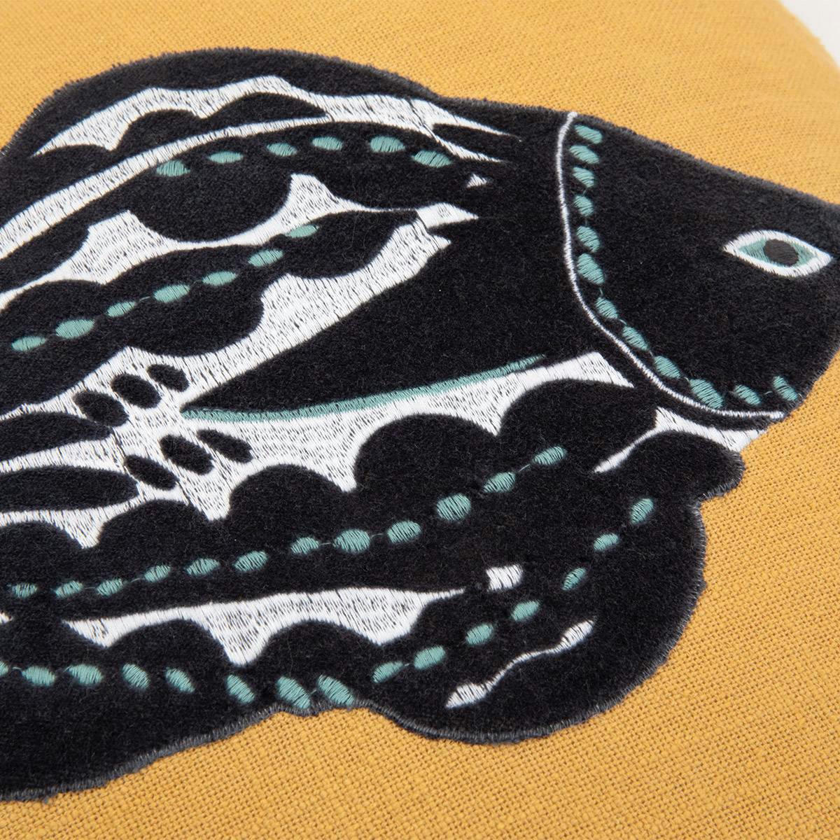 PESCI - Housse de coussin en coton jaune 45 x 45 cm