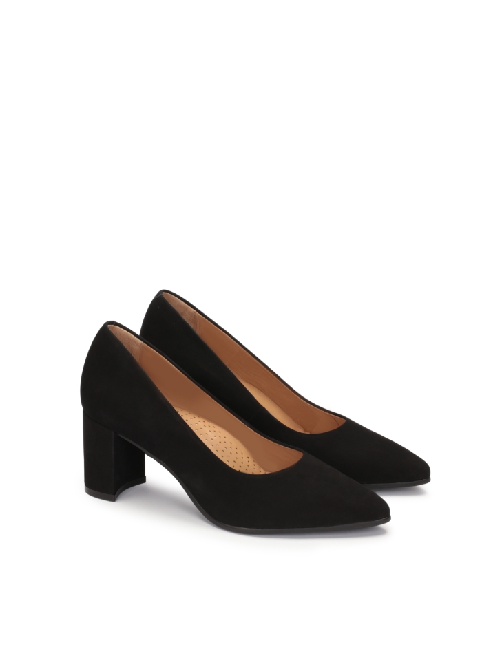 Black nubuck minimal style pumps