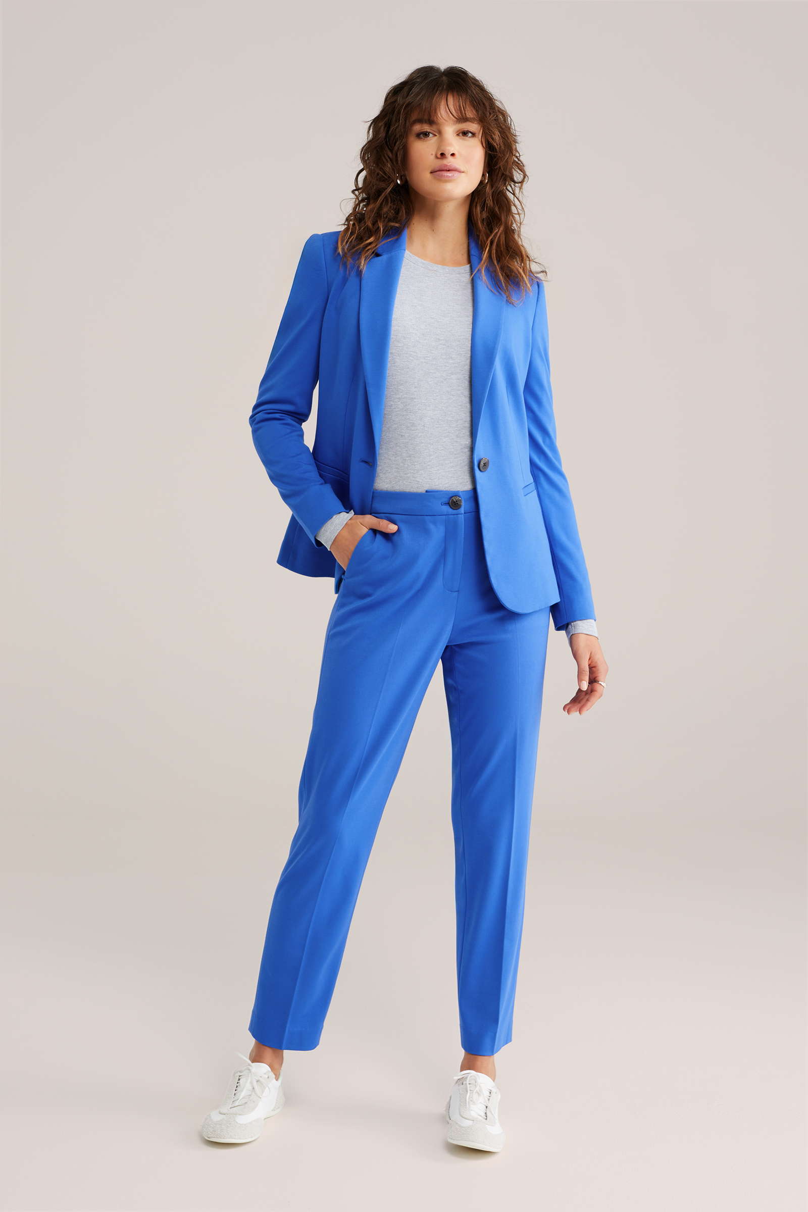 Dames slim fit jersey pantalon met stretch