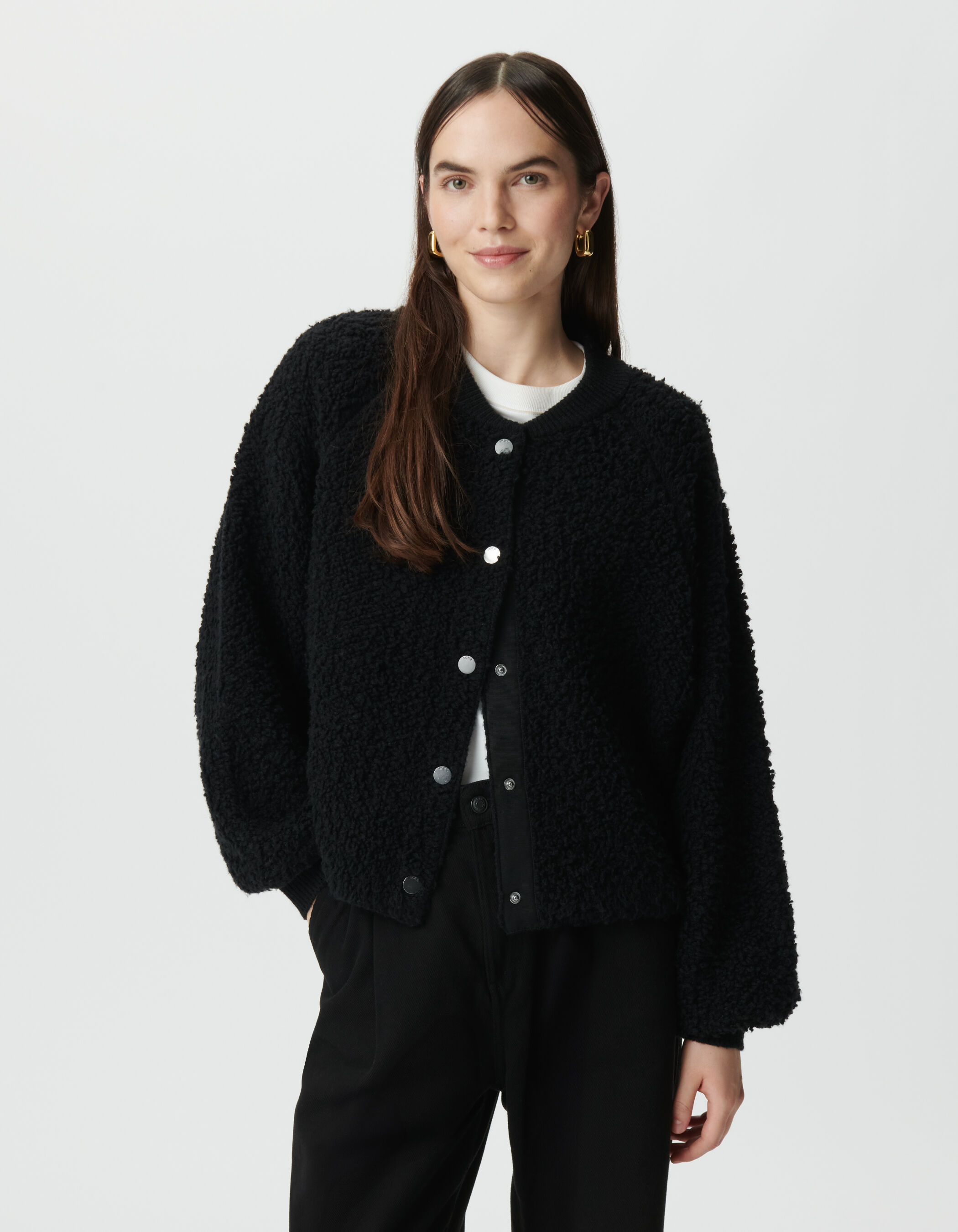 Cardigan blanc maille bouclette Femme