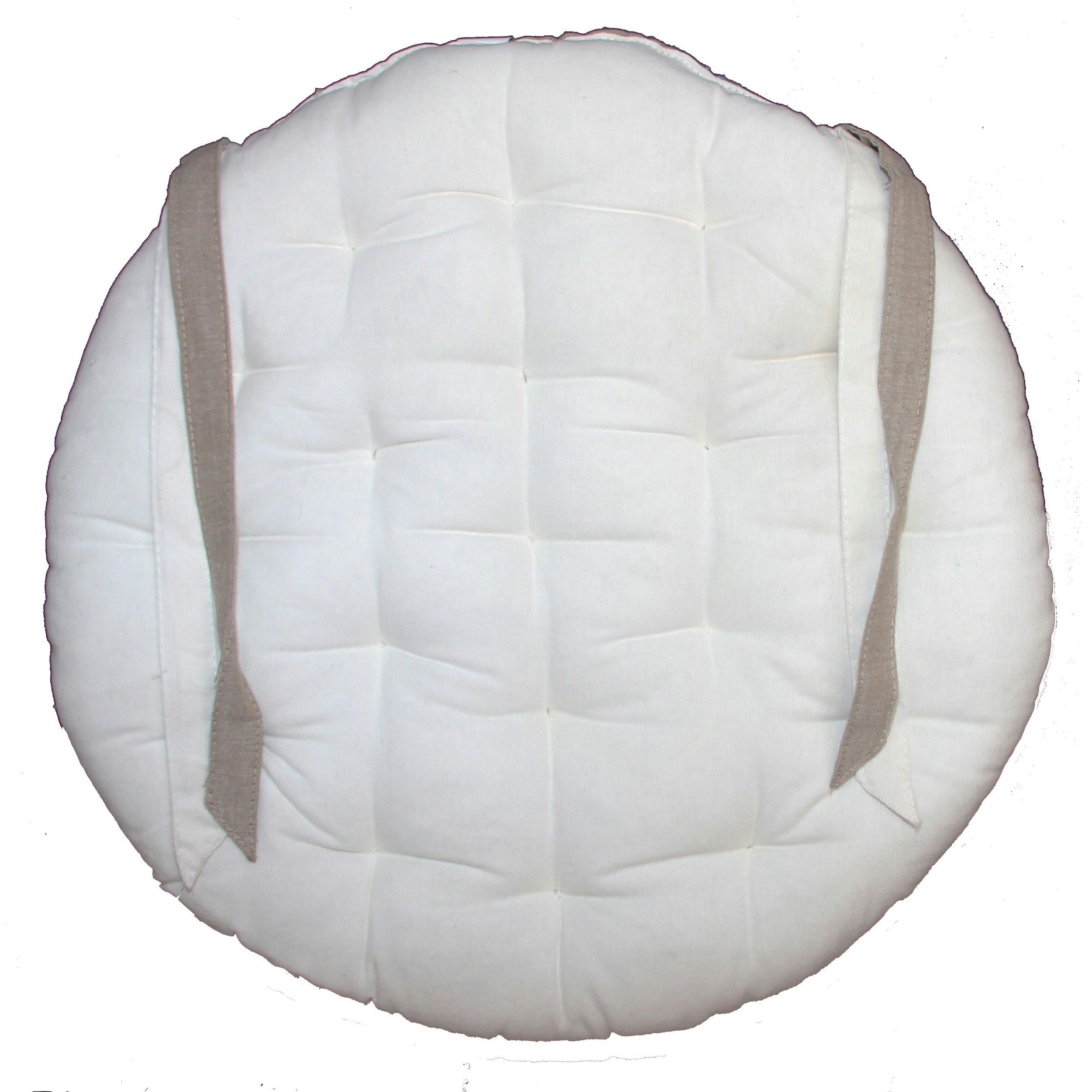 VALAYANS - Galette de chaise ronde en coton blanc D40