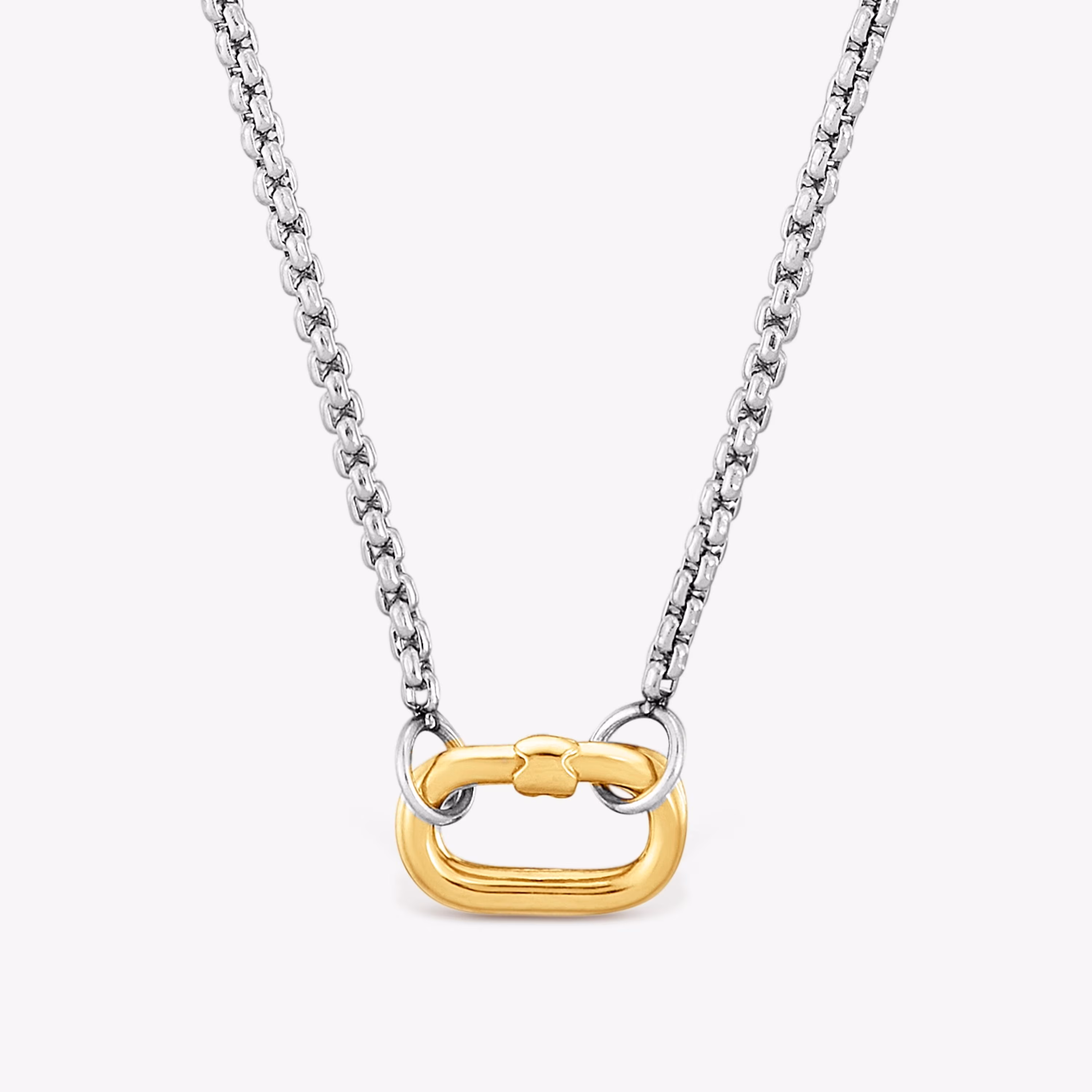 Collar corto de acero y anilla de oro Hold Oval