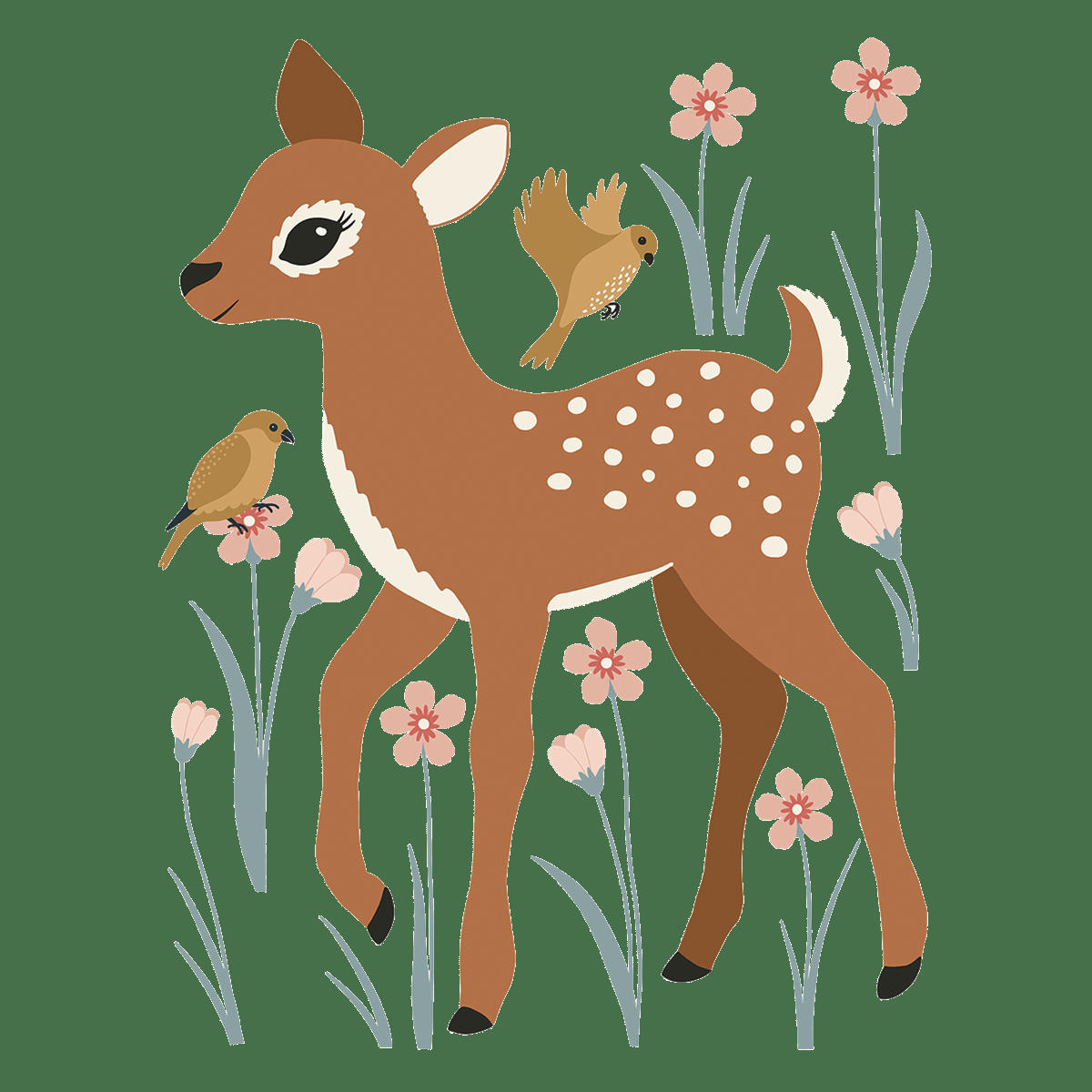 JÃ–RO - Grand sticker joli faon en vinyle mat multicolore