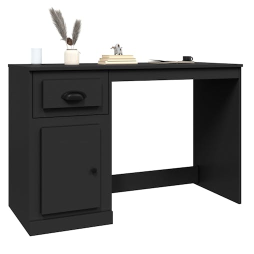 NNEVL Desk with Drawer Black 115x50x75 cm Engineered Wood
